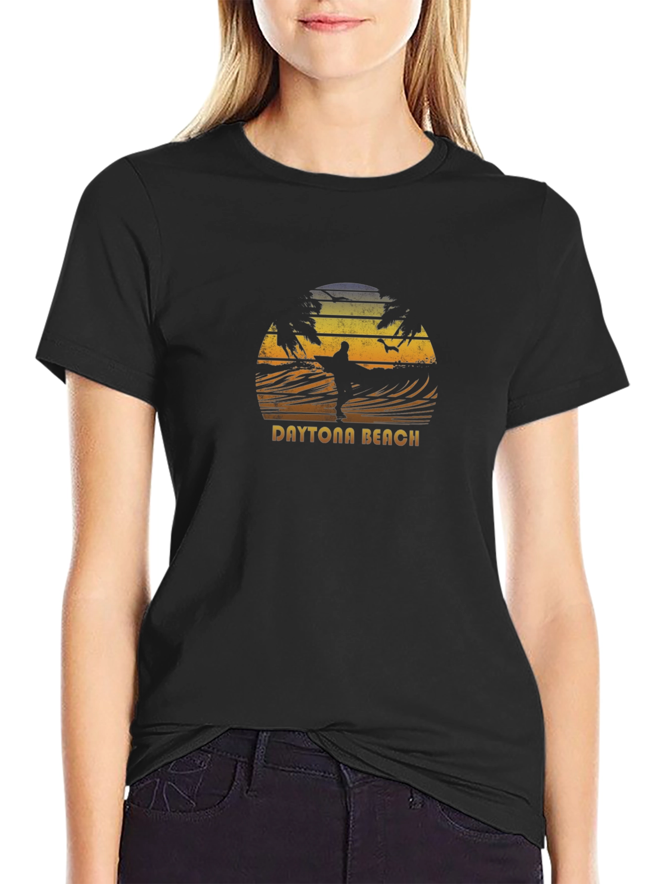 Daytona Beach Surfer Graphic Tee - Black