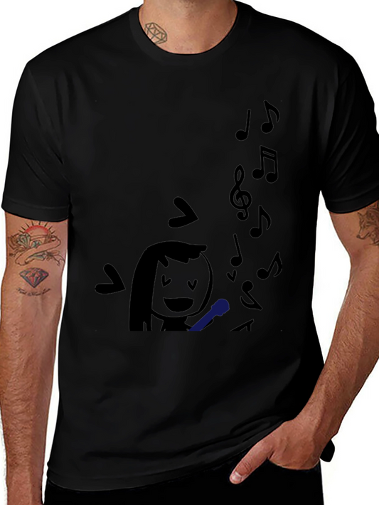 Karaoke Time: Black Graphic Print T-Shirt