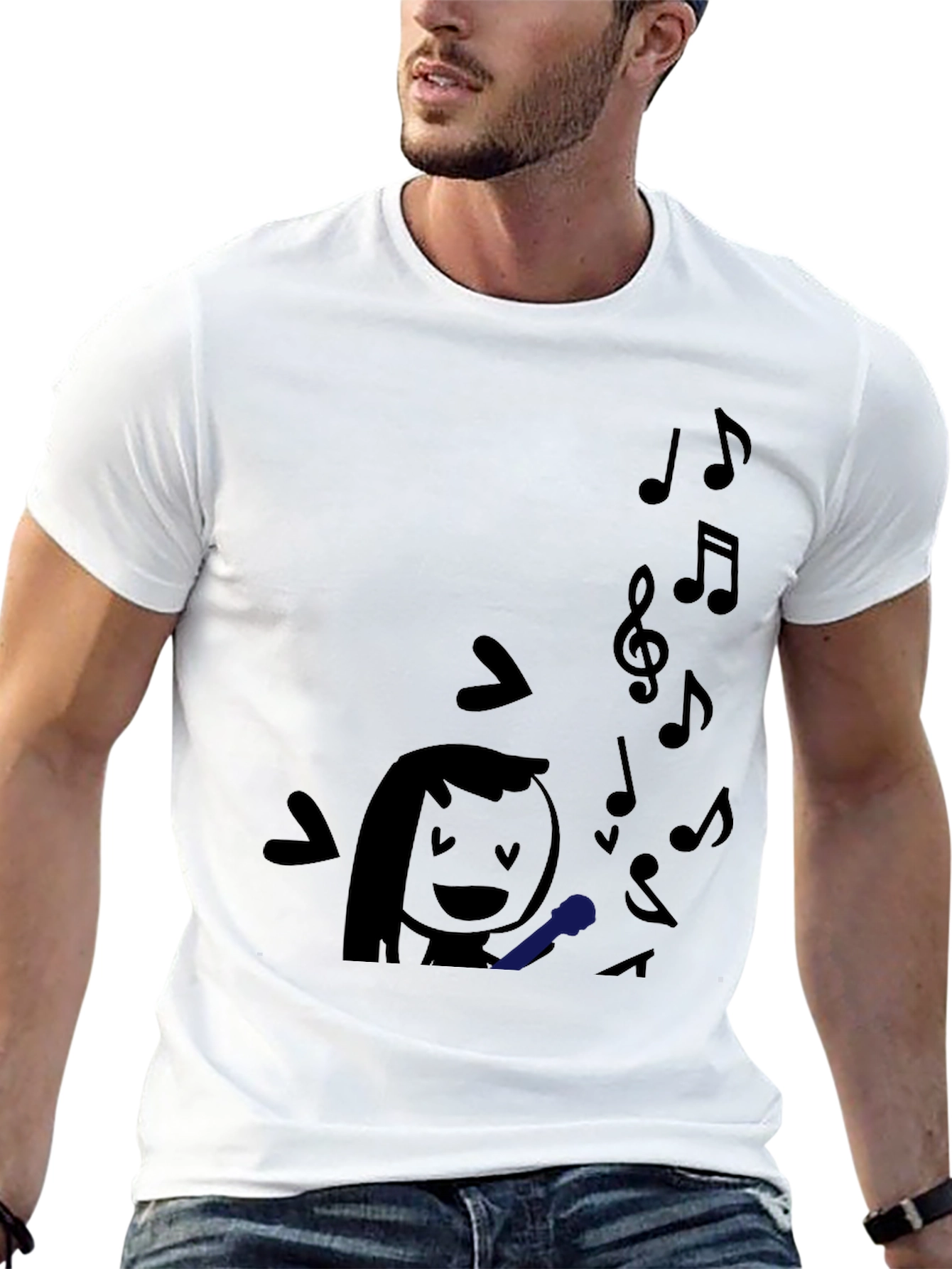 Karaoke Time: Black Graphic Print T-Shirt