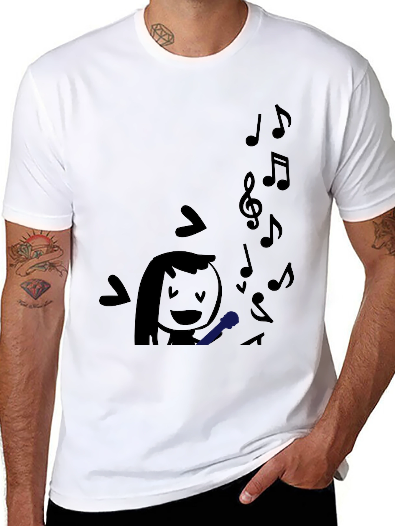 Karaoke Time: Black Graphic Print T-Shirt