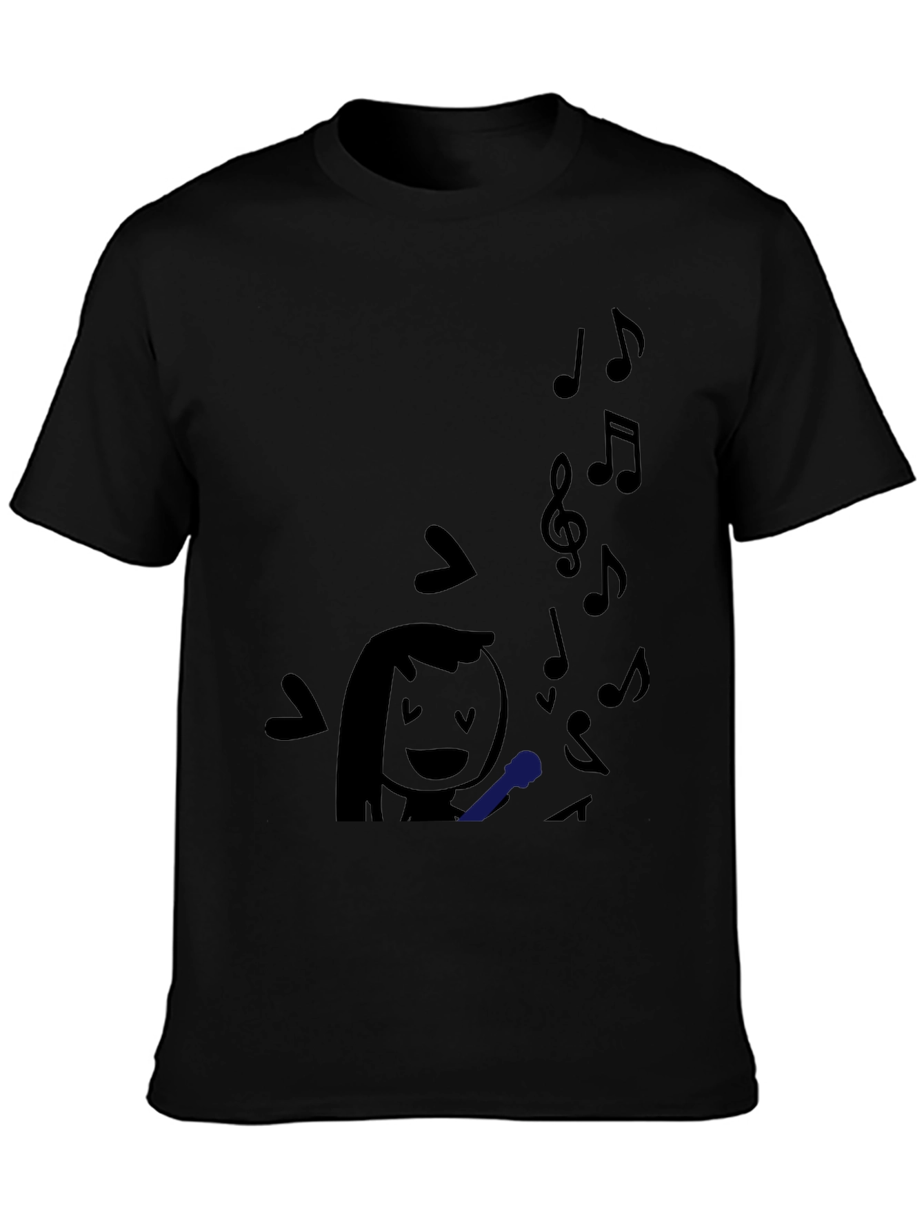 Karaoke Time: Black Graphic Print T-Shirt