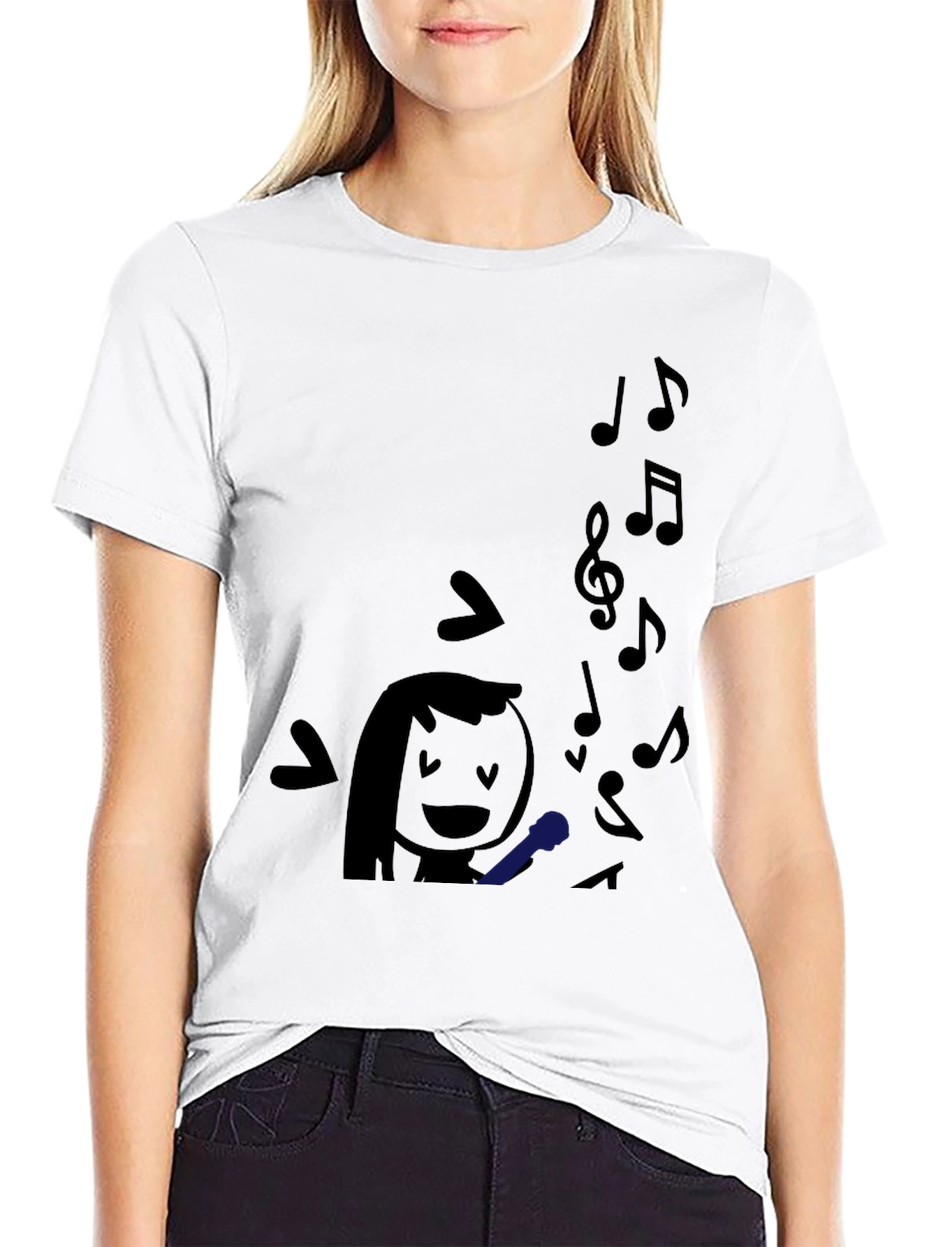 Karaoke Time: Black Graphic Print T-Shirt