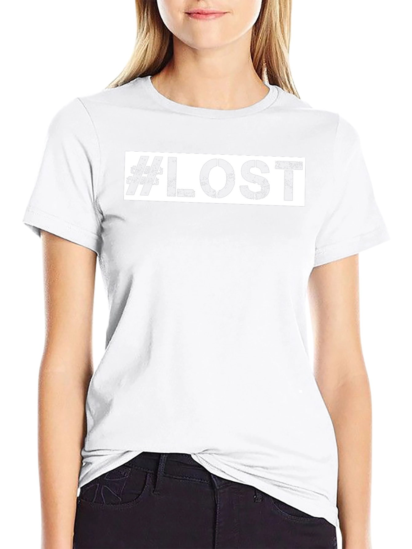 #Lost Graphic Tee - Distressed Print Black T-Shirt