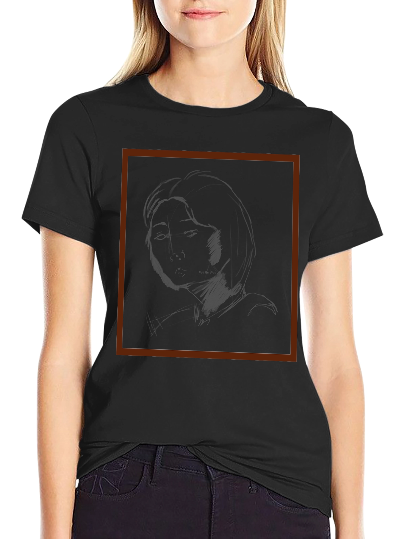 Sketch Portrait Black Graphic Tee