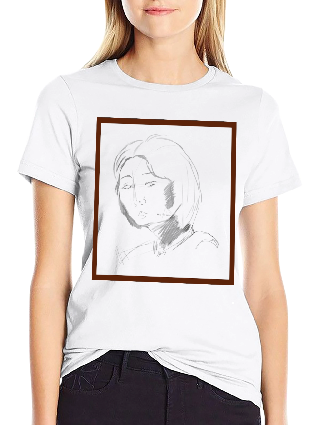 Sketch Portrait Black Graphic Tee