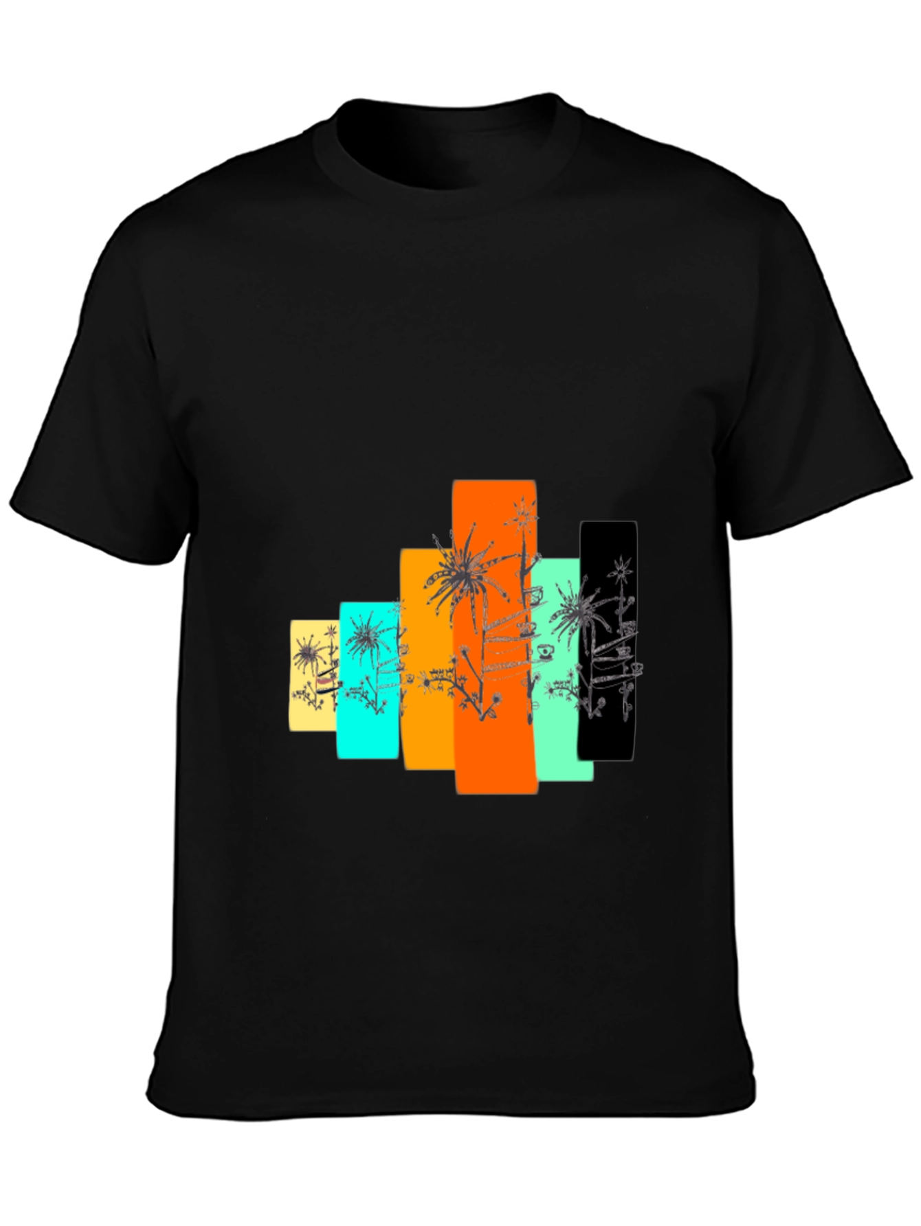 Retro Palm Tree Graphic Tee - Stylish Black T-Shirt