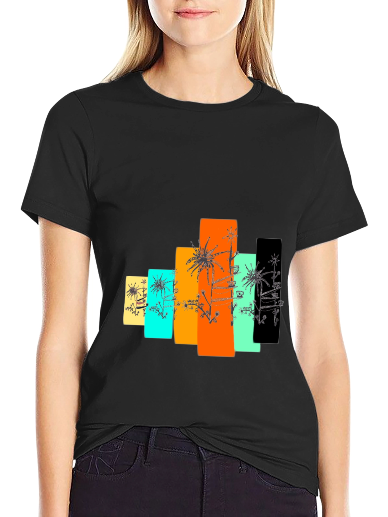 Retro Palm Tree Graphic Tee - Stylish Black T-Shirt