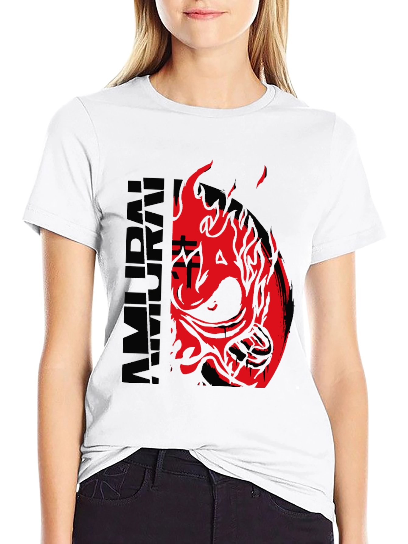 Samurai Mask Graphic Print T-Shirt