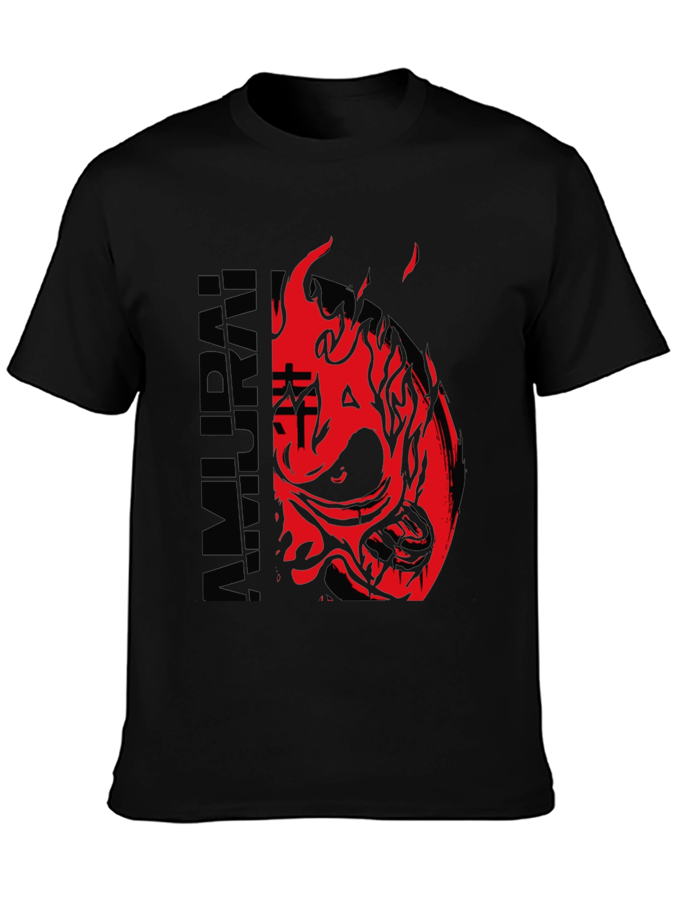 Samurai Mask Graphic Print T-Shirt