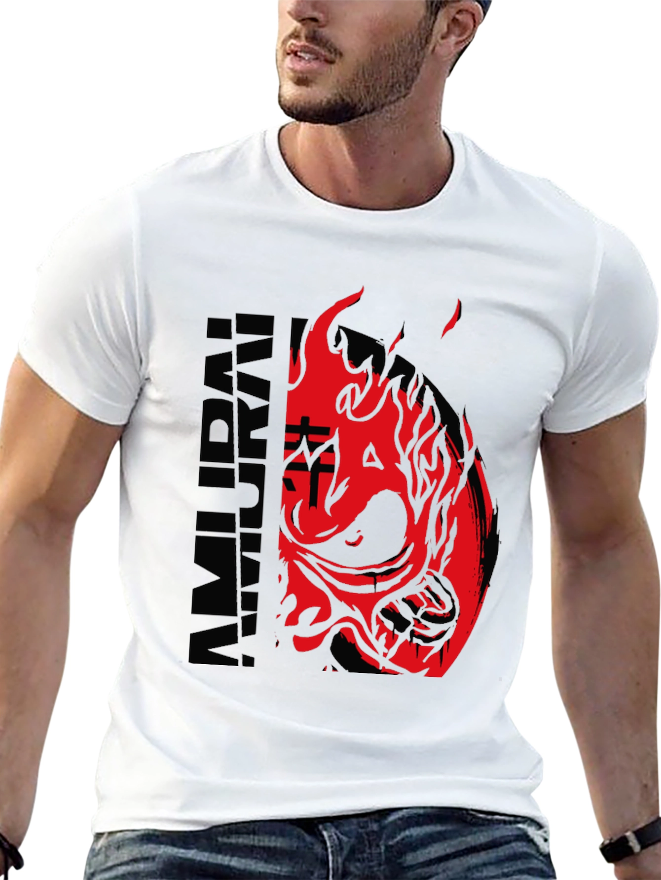 Samurai Mask Graphic Print T-Shirt