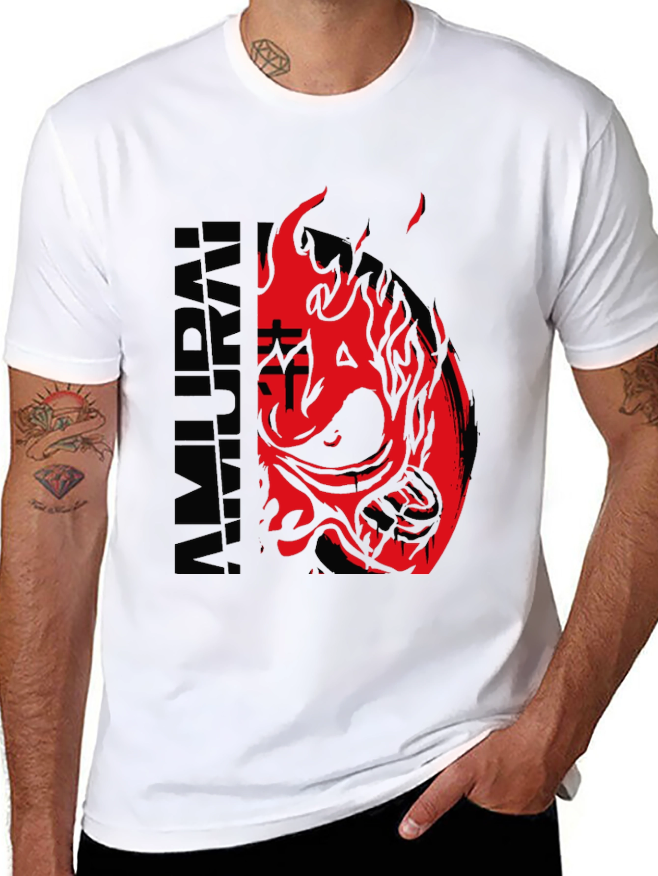 Samurai Mask Graphic Print T-Shirt