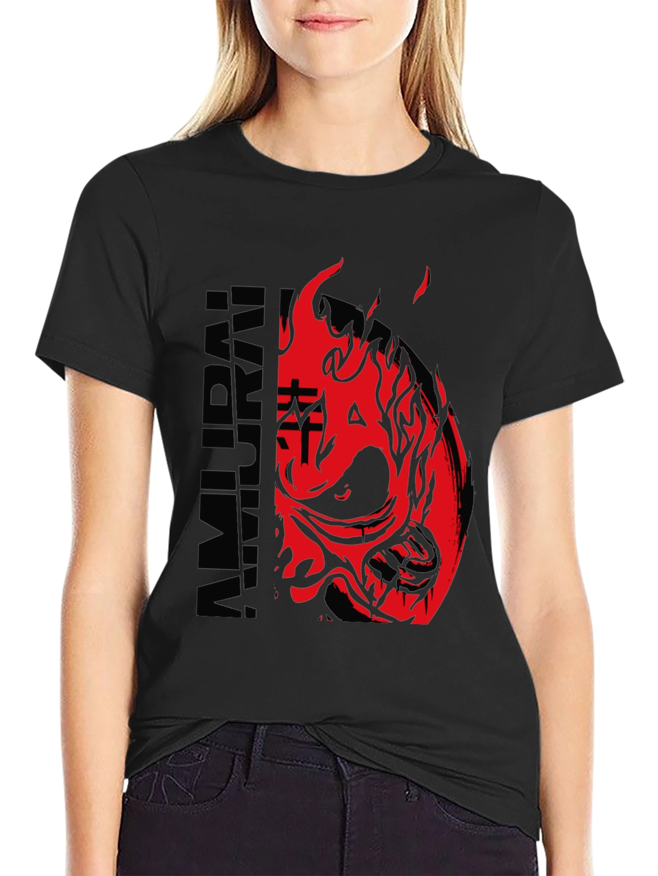 Samurai Mask Graphic Print T-Shirt