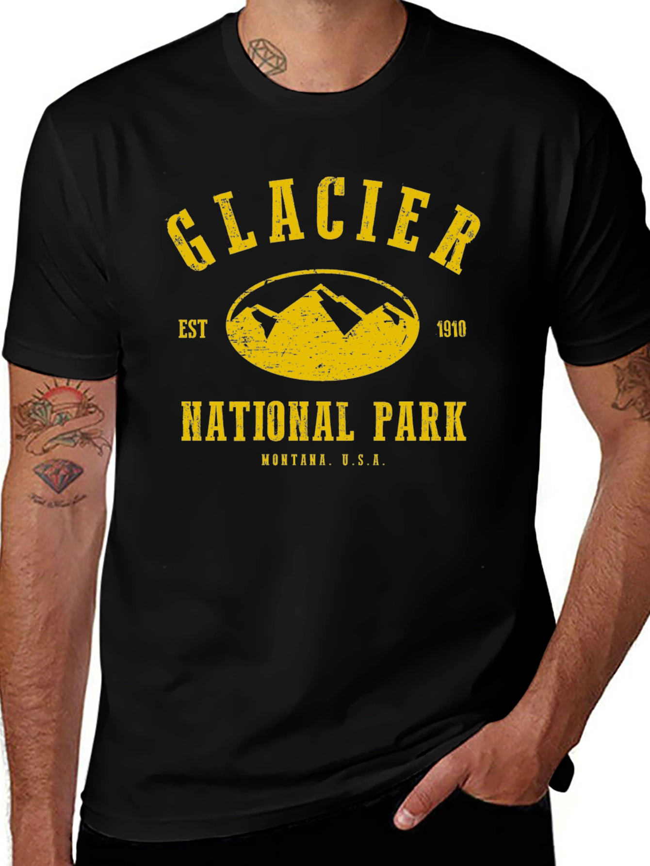 Glacier National Park T-Shirt - Black Tee