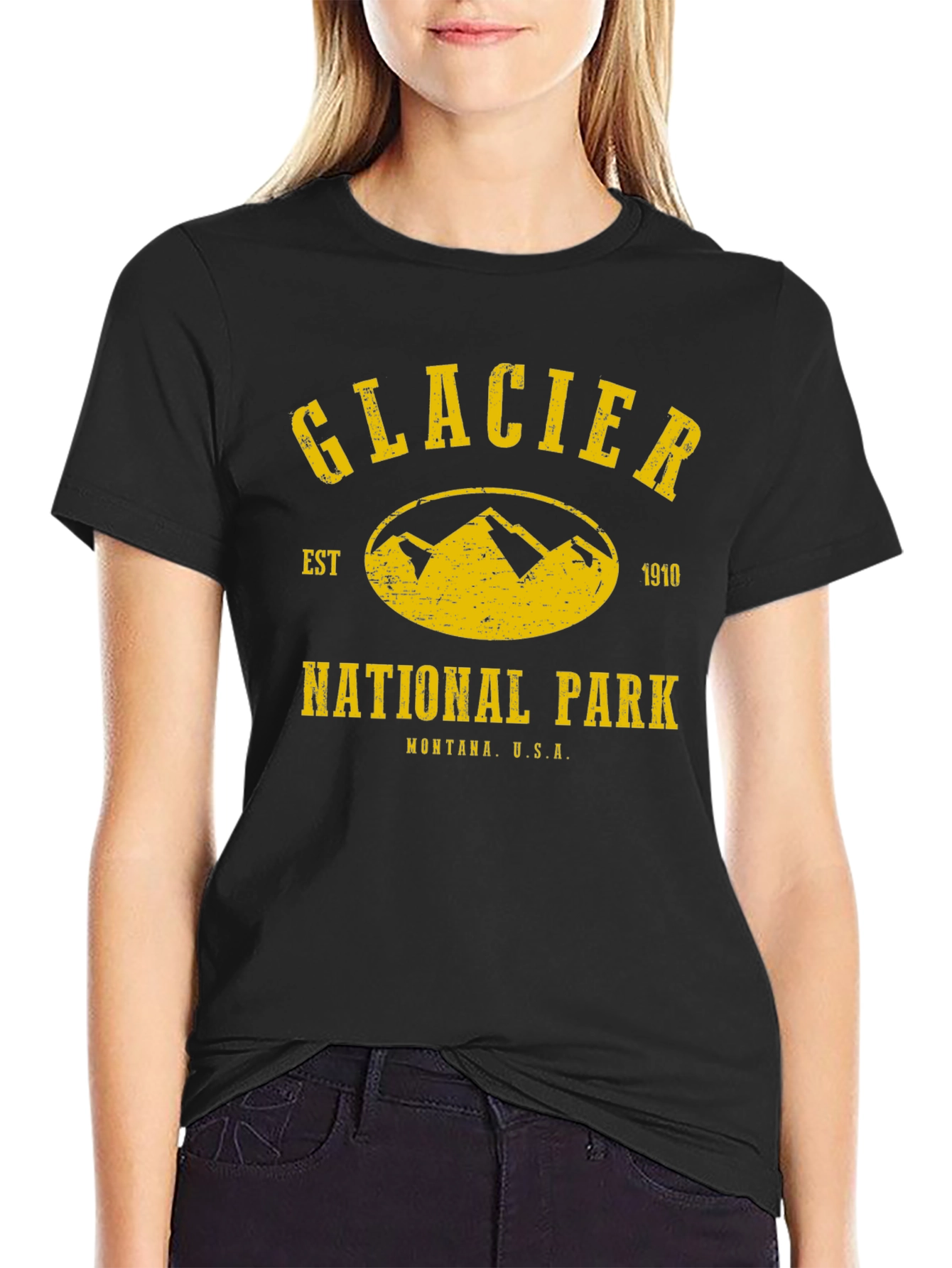 Glacier National Park T-Shirt - Black Tee