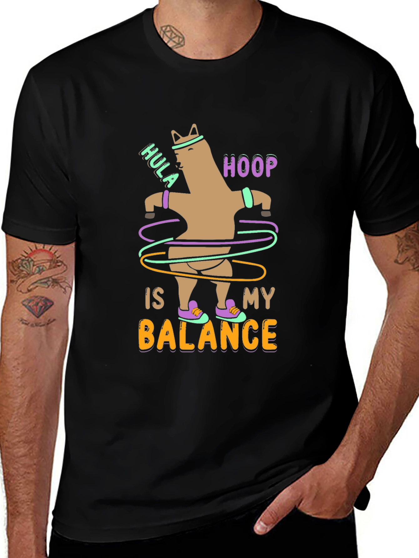 Hula Hoop Balance Funny Graphic T-Shirt