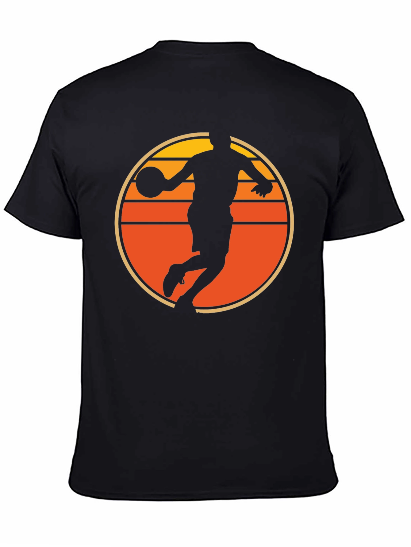 Basketball Sunset Graphic Tee - Retro Style Mens T-Shirt