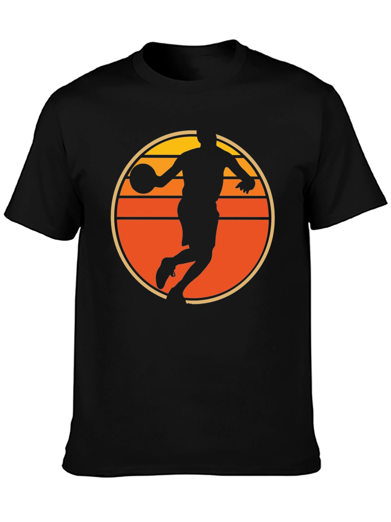 Basketball Sunset Graphic Tee - Retro Style Mens T-Shirt