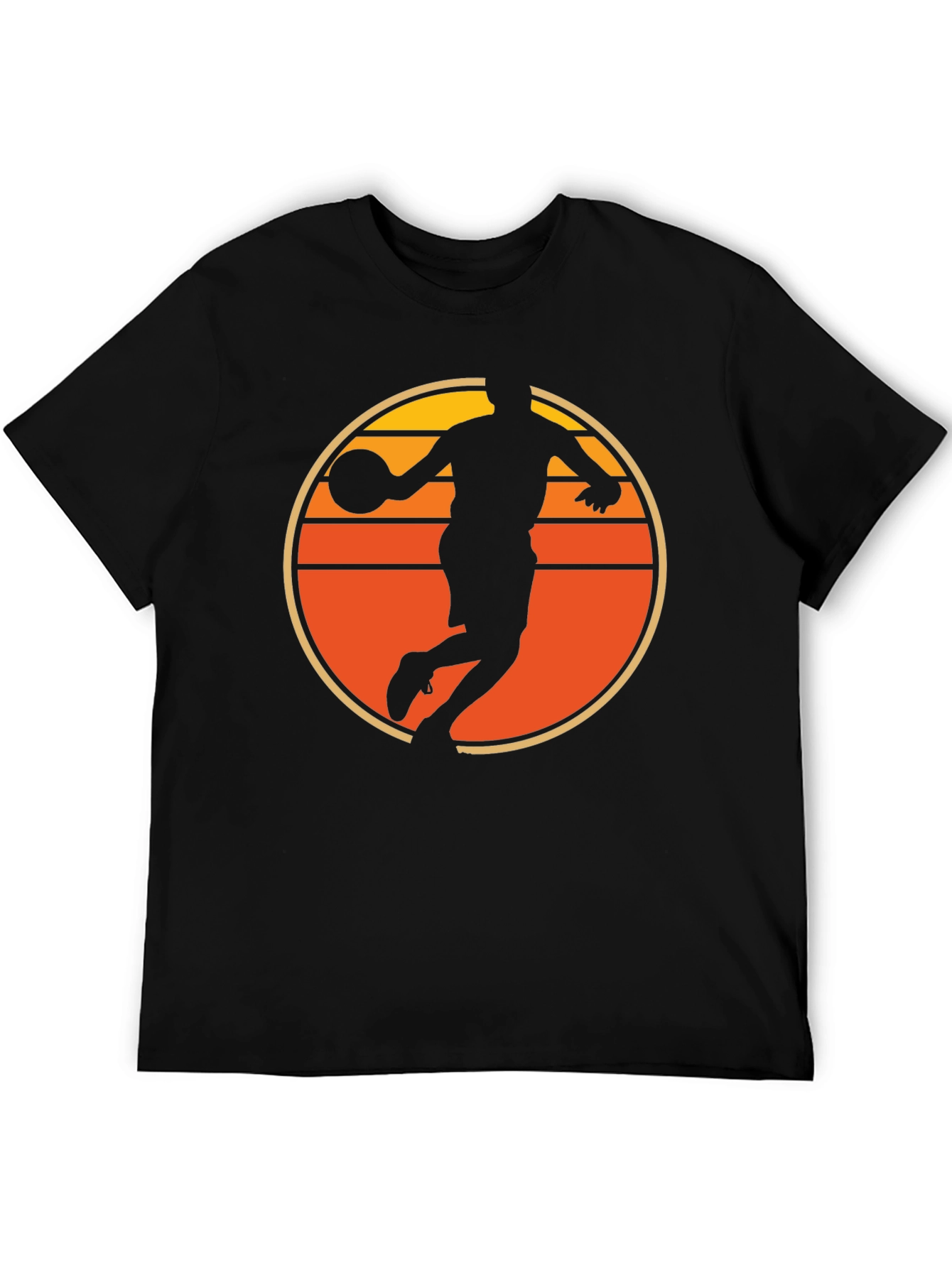 Basketball Sunset Graphic Tee - Retro Style Mens T-Shirt