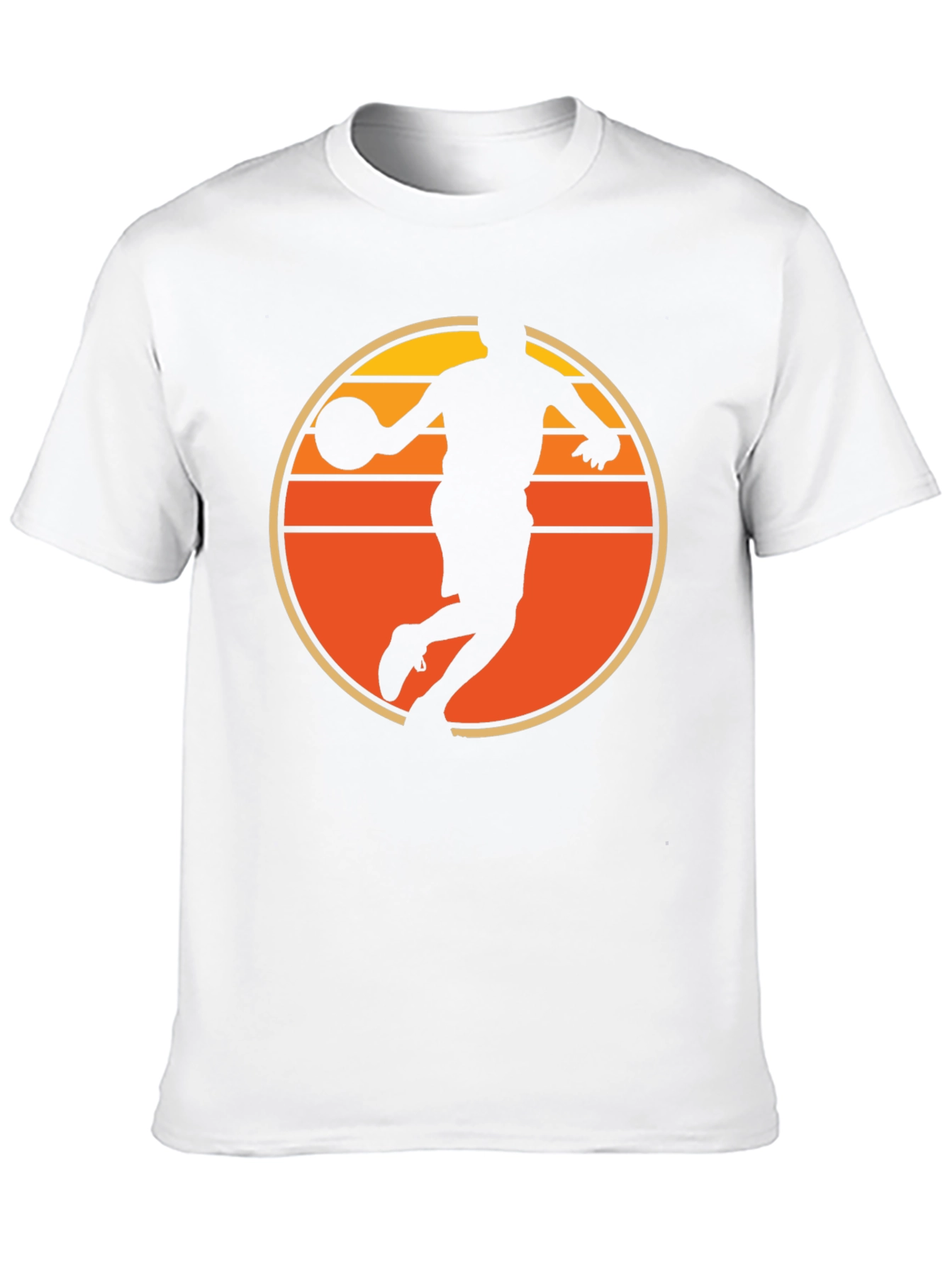 Basketball Sunset Graphic Tee - Retro Style Mens T-Shirt