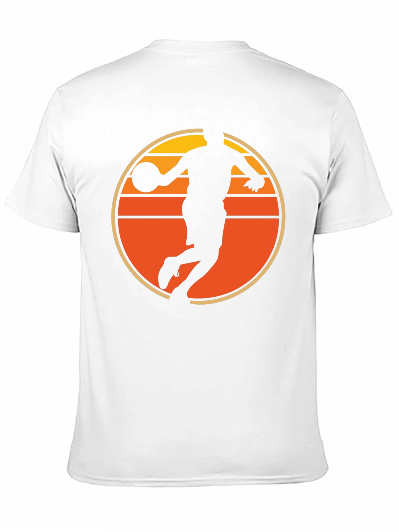 Basketball Sunset Graphic Tee - Retro Style Mens T-Shirt