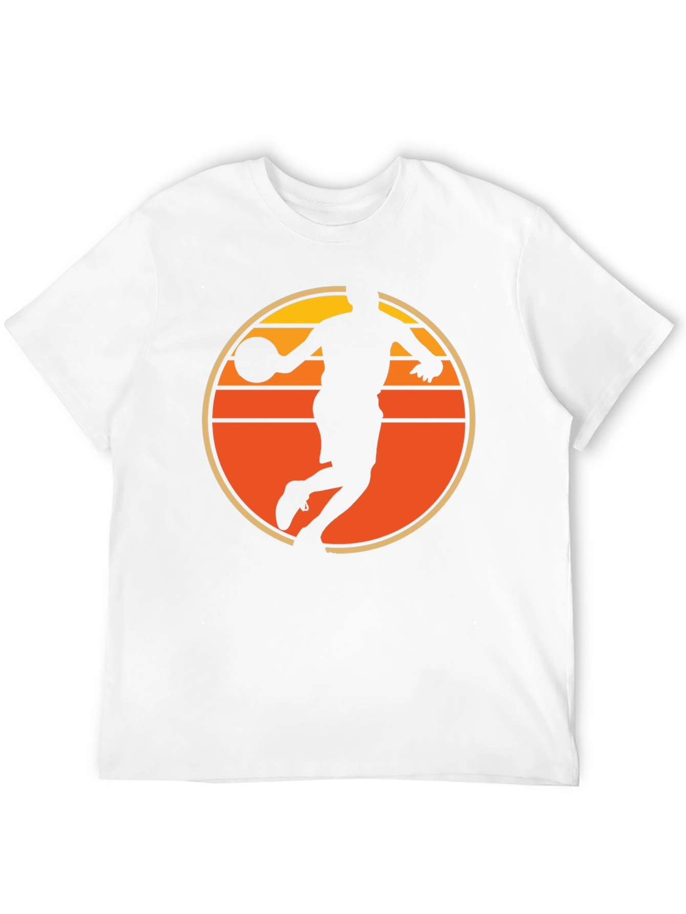 Basketball Sunset Graphic Tee - Retro Style Mens T-Shirt