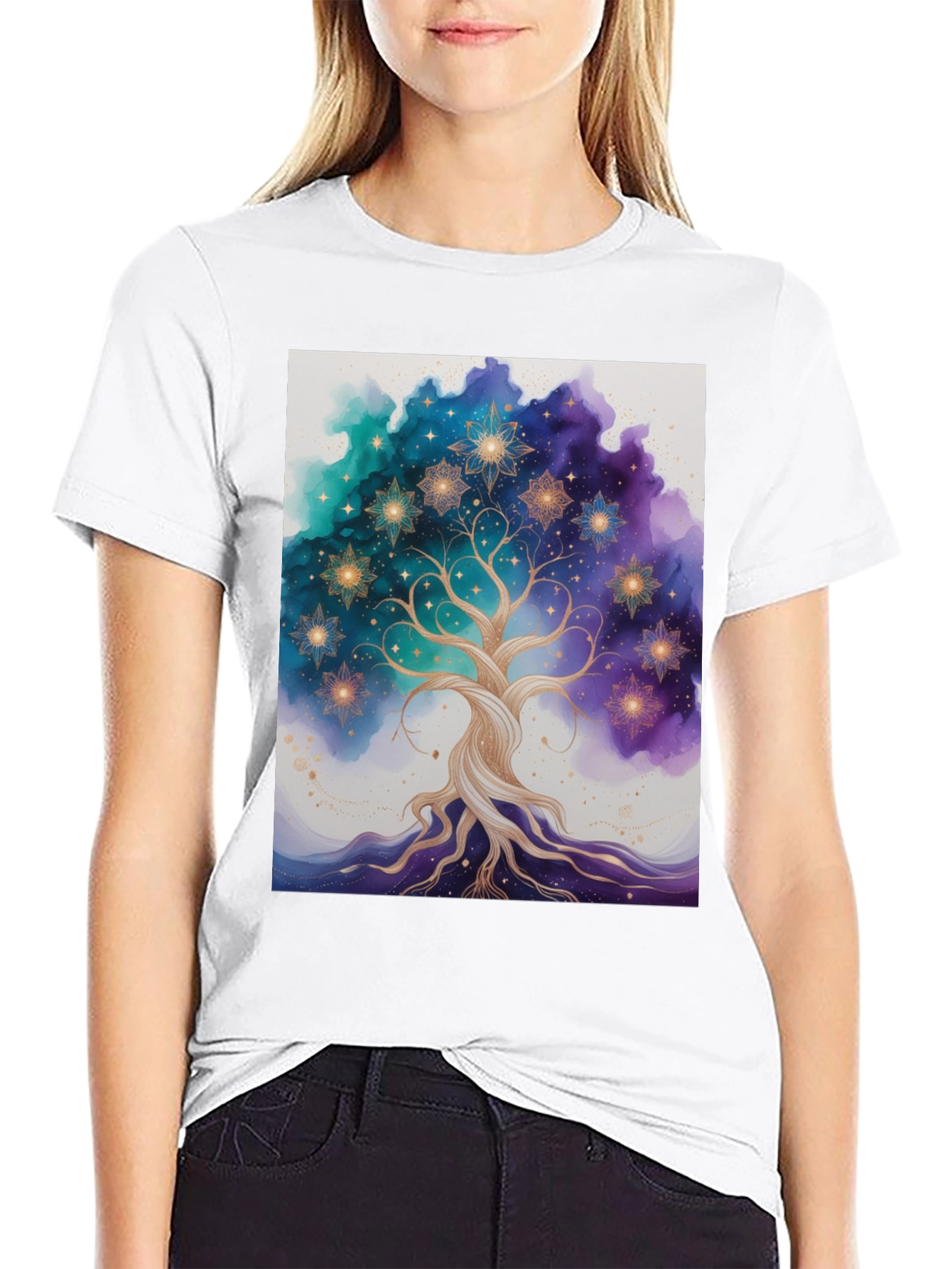 Celestial Tree Graphic Tee - Cosmic Style