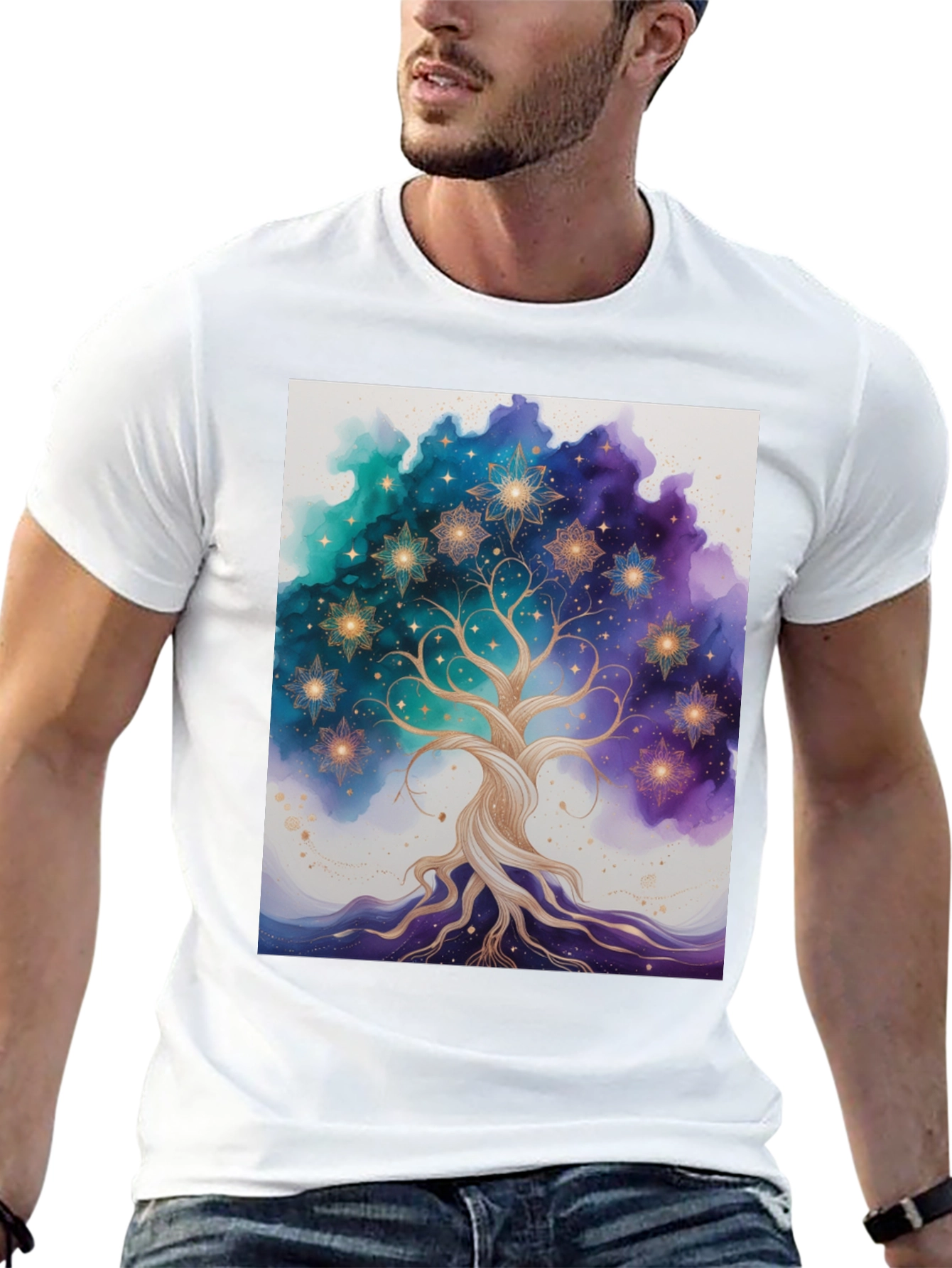 Celestial Tree Graphic Tee - Cosmic Style