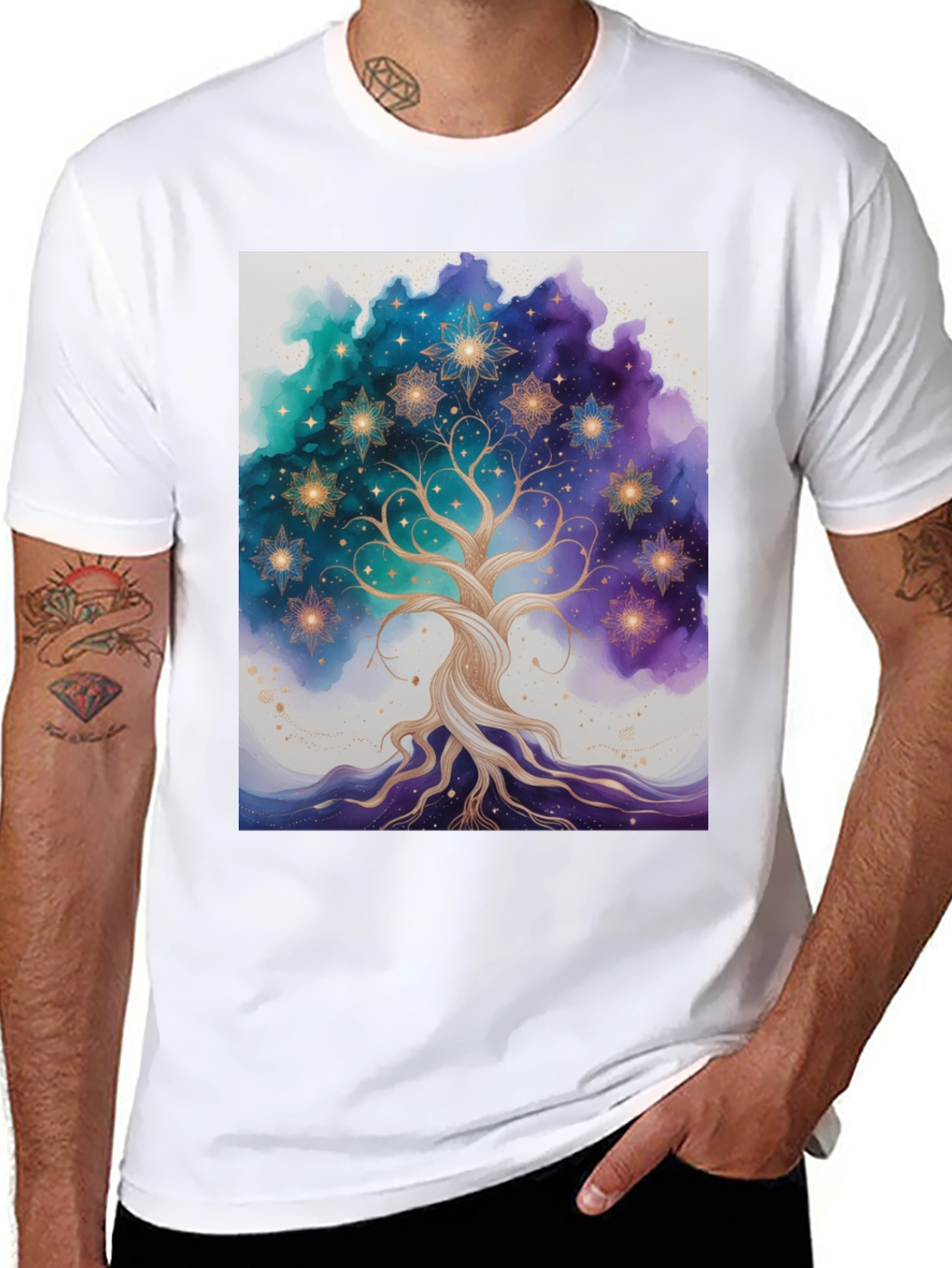 Celestial Tree Graphic Tee - Cosmic Style