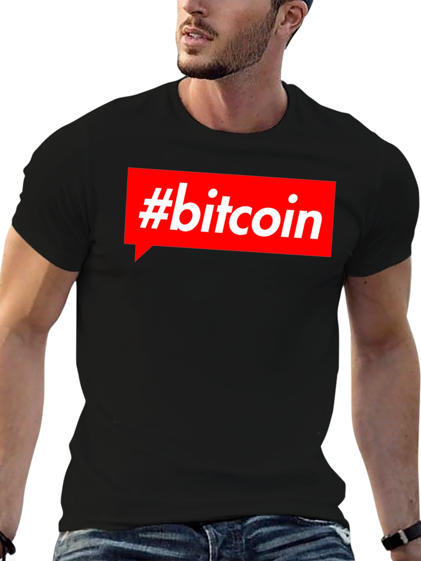 #Bitcoin Red Box Mens Black T-Shirt Crypto Currency