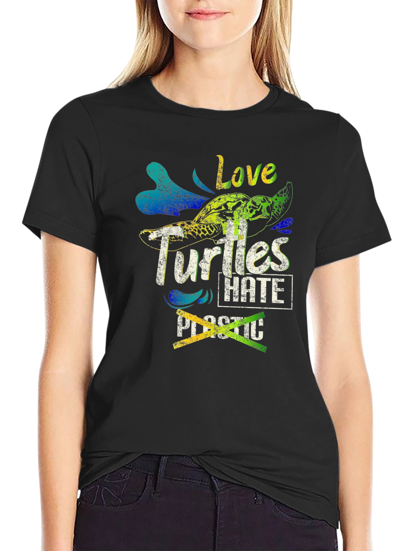 Love Turtles Hate Plastic Graphic Tee