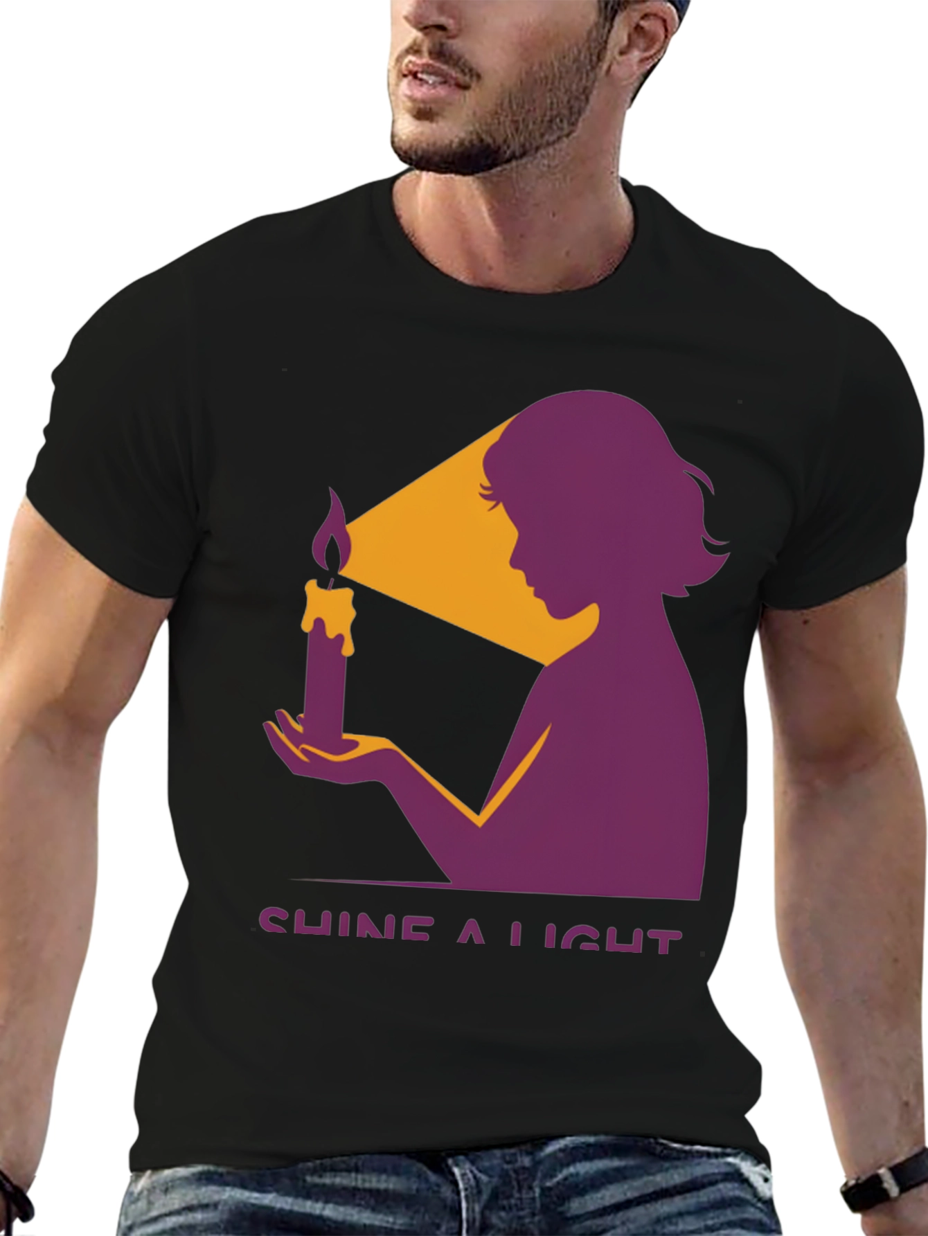 Shine a Light Graphic Tee - Black Cotton