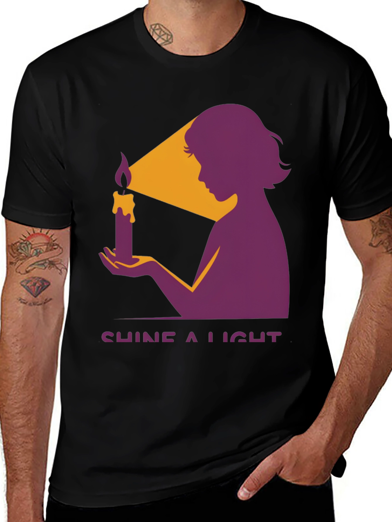 Shine a Light Graphic Tee - Black Cotton