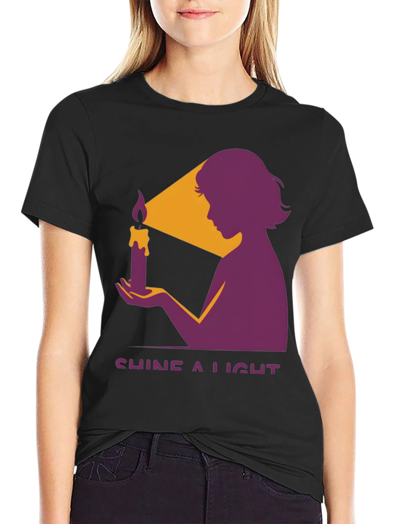 Shine a Light Graphic Tee - Black Cotton