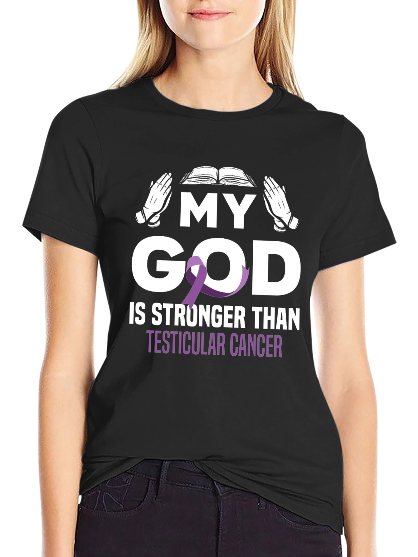 My God is Stronger Than Testicular Cancer Awareness T-Shirt