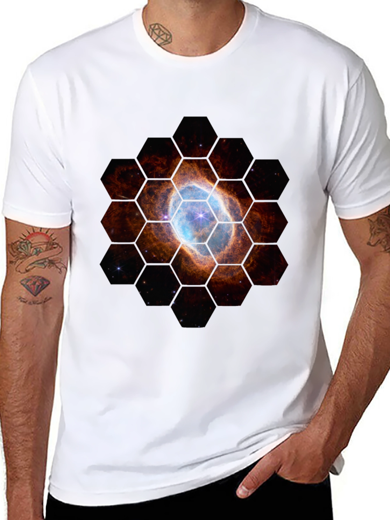Nebula Hexagon T-Shirt - Space Design