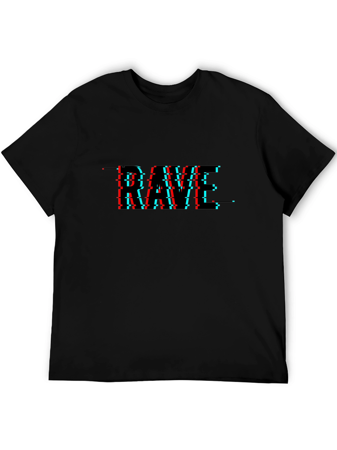 Rave Glitch Graphic T-Shirt - Black Cotton Tee