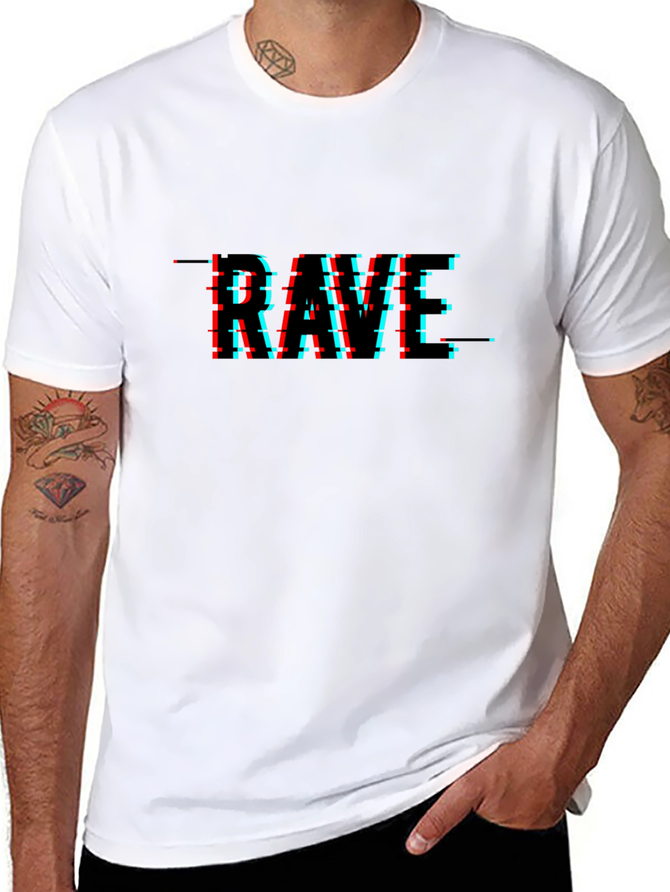 Rave Glitch Graphic T-Shirt - Black Cotton Tee