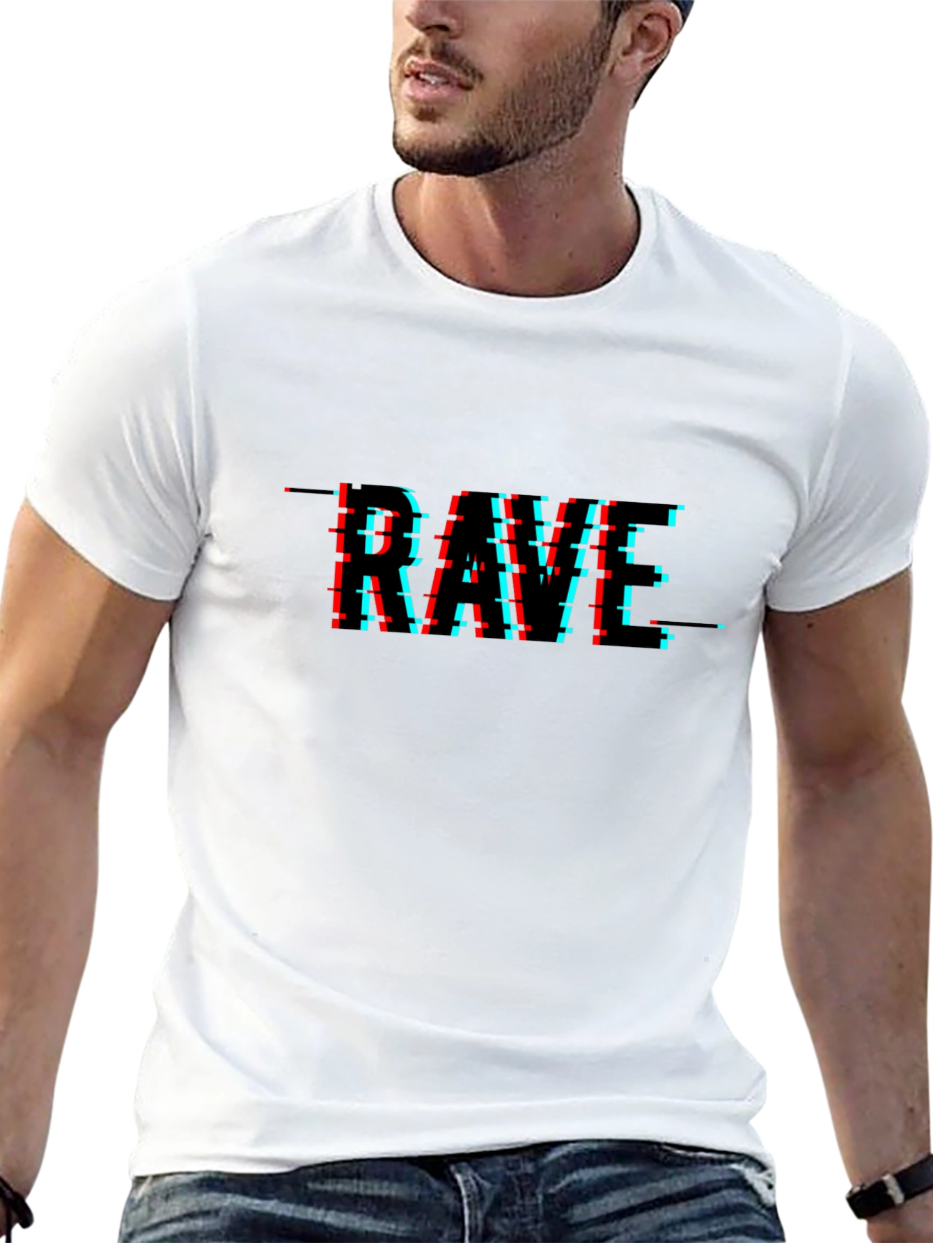 Rave Glitch Graphic T-Shirt - Black Cotton Tee
