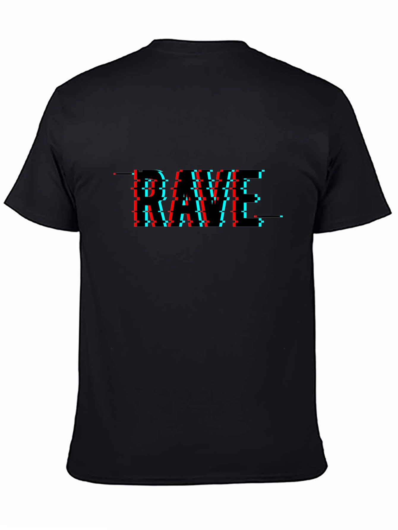 Rave Glitch Graphic T-Shirt - Black Cotton Tee