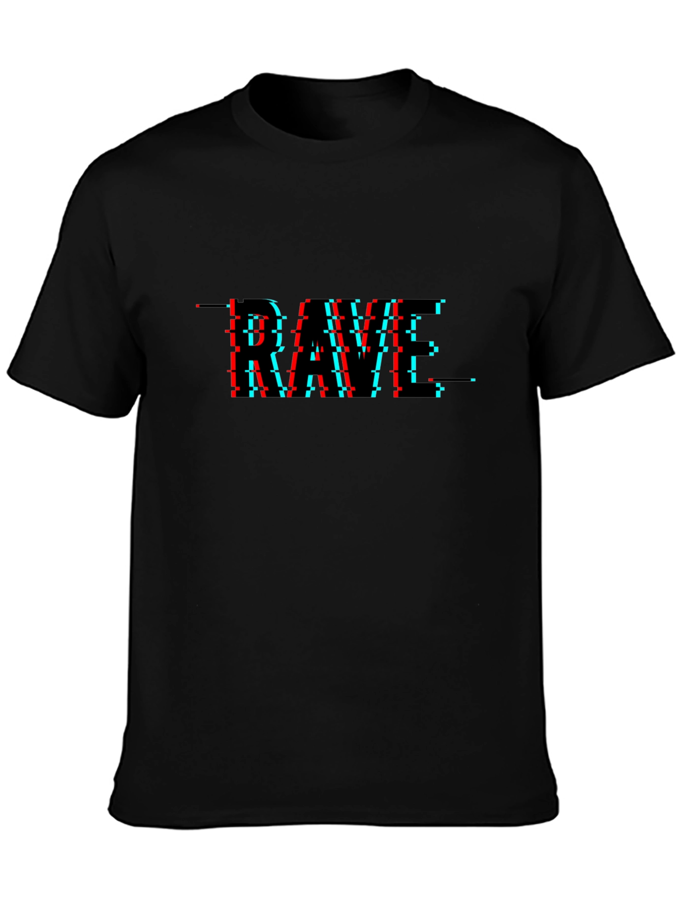 Rave Glitch Graphic T-Shirt - Black Cotton Tee