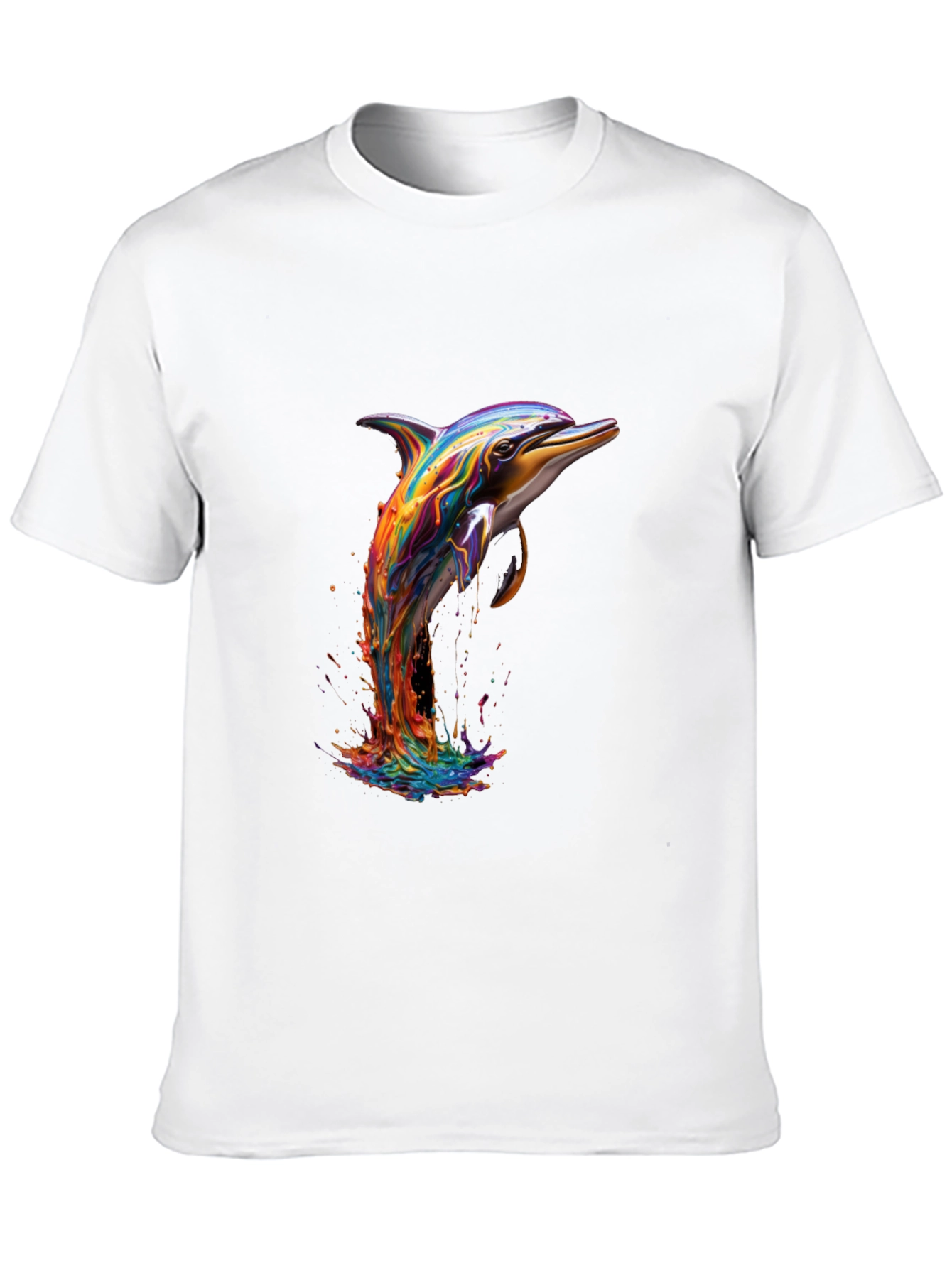 Rainbow Dolphin Black T-Shirt