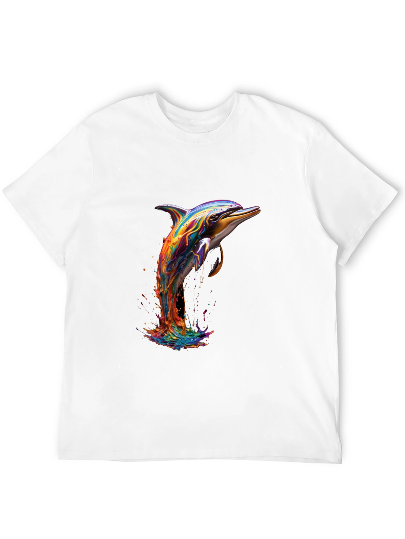 Rainbow Dolphin Black T-Shirt