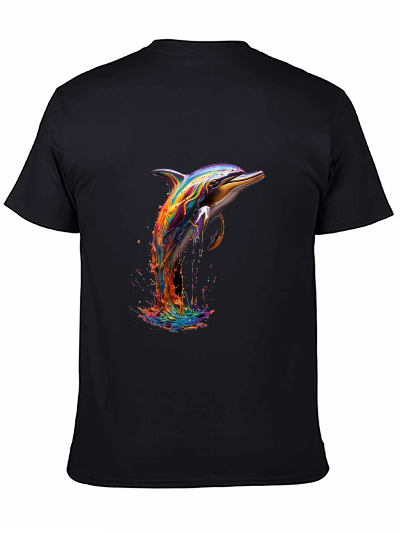 Rainbow Dolphin Black T-Shirt