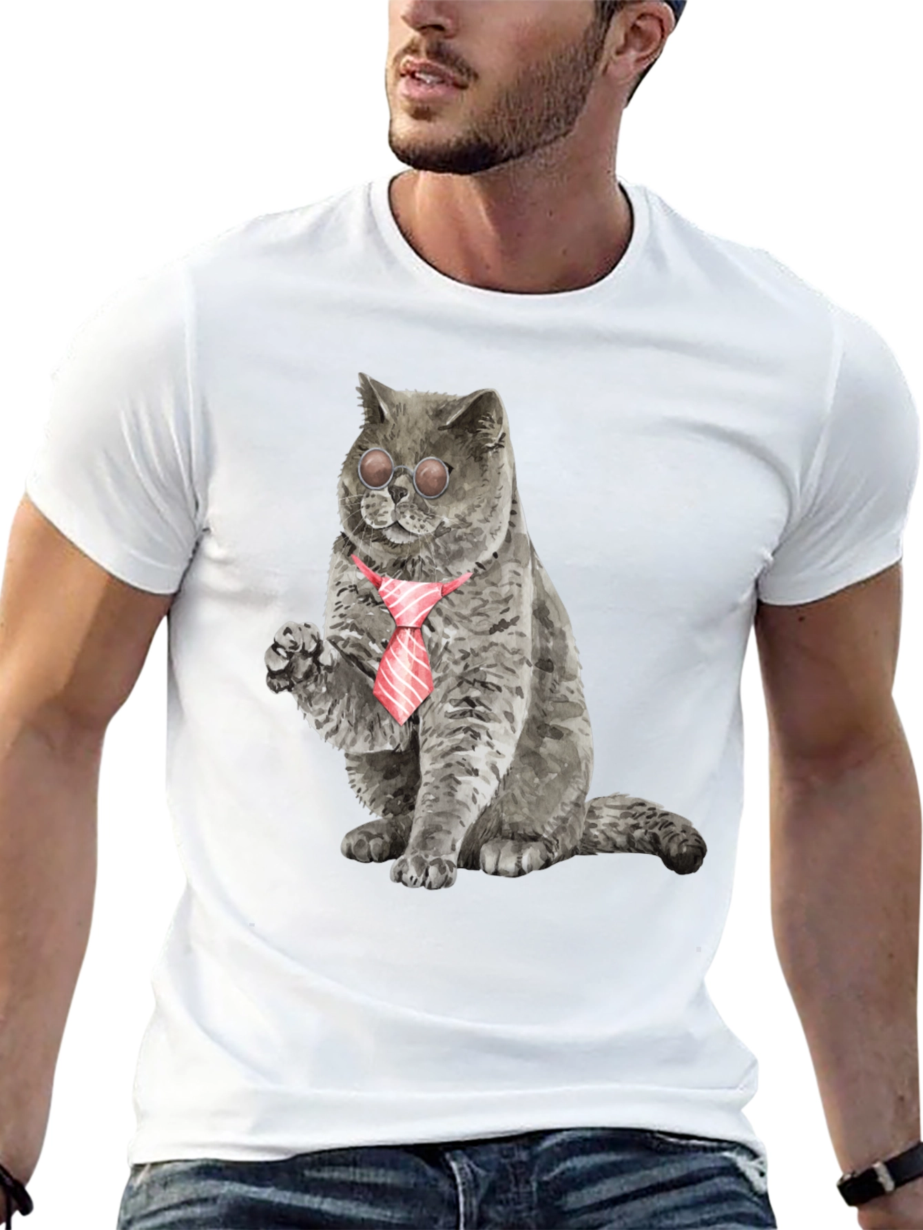 Cool Cat Tee - Cat with Tie & Shades