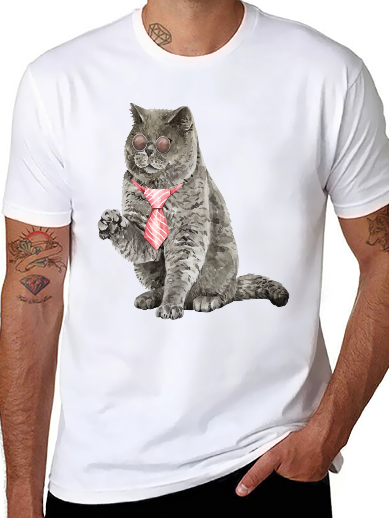 Cool Cat Tee - Cat with Tie & Shades