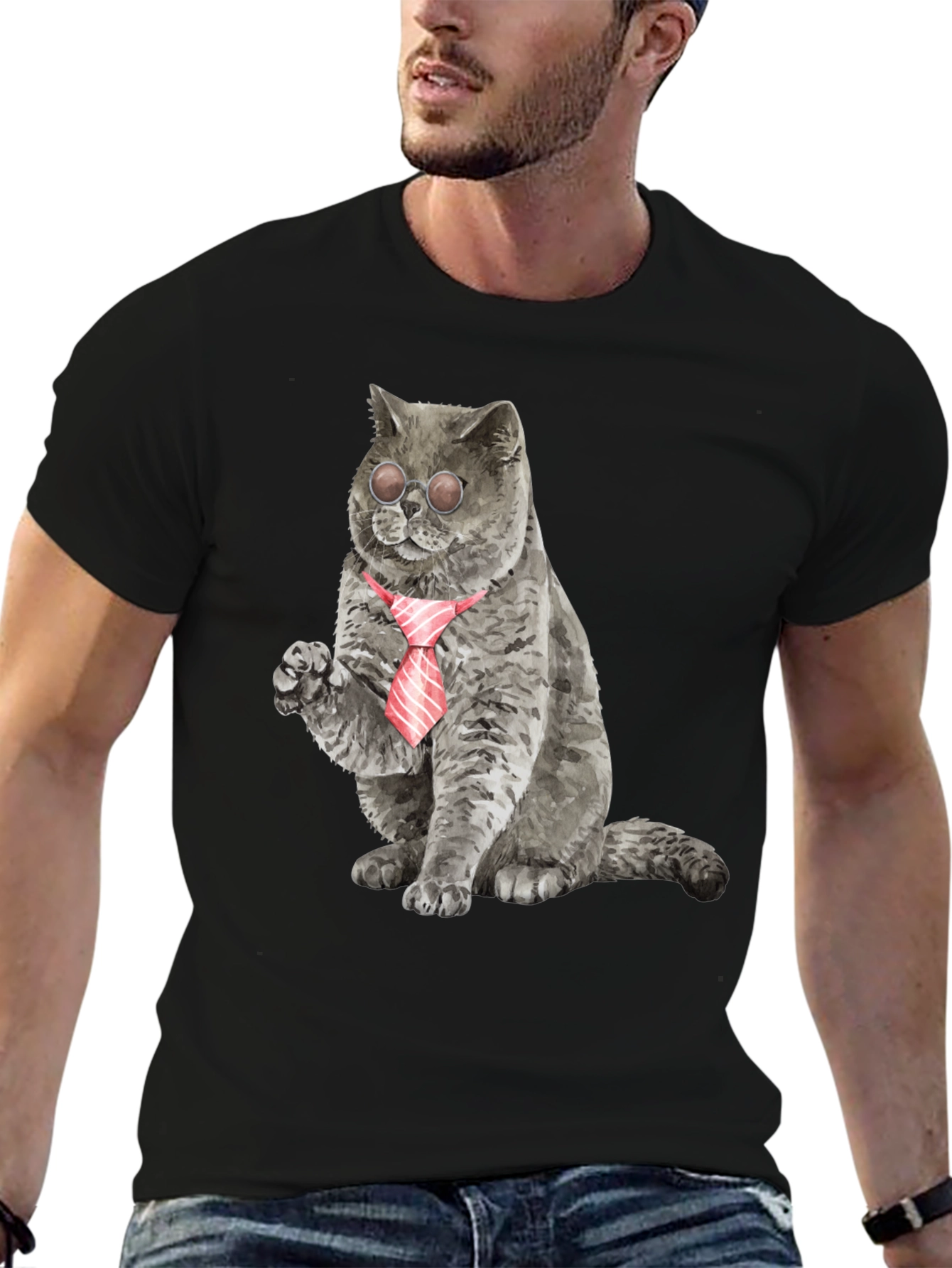 Cool Cat Tee - Cat with Tie & Shades