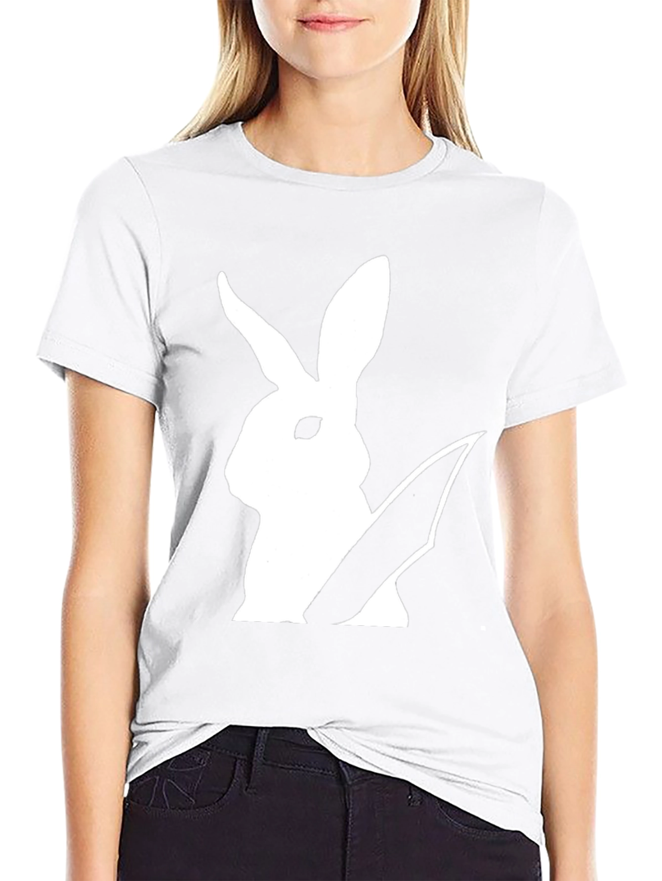 Rabbit With Knife Graphic Tee - Black Cotton T-Shirt