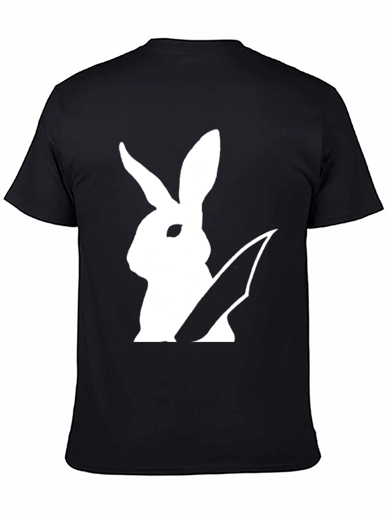 Rabbit With Knife Graphic Tee - Black Cotton T-Shirt