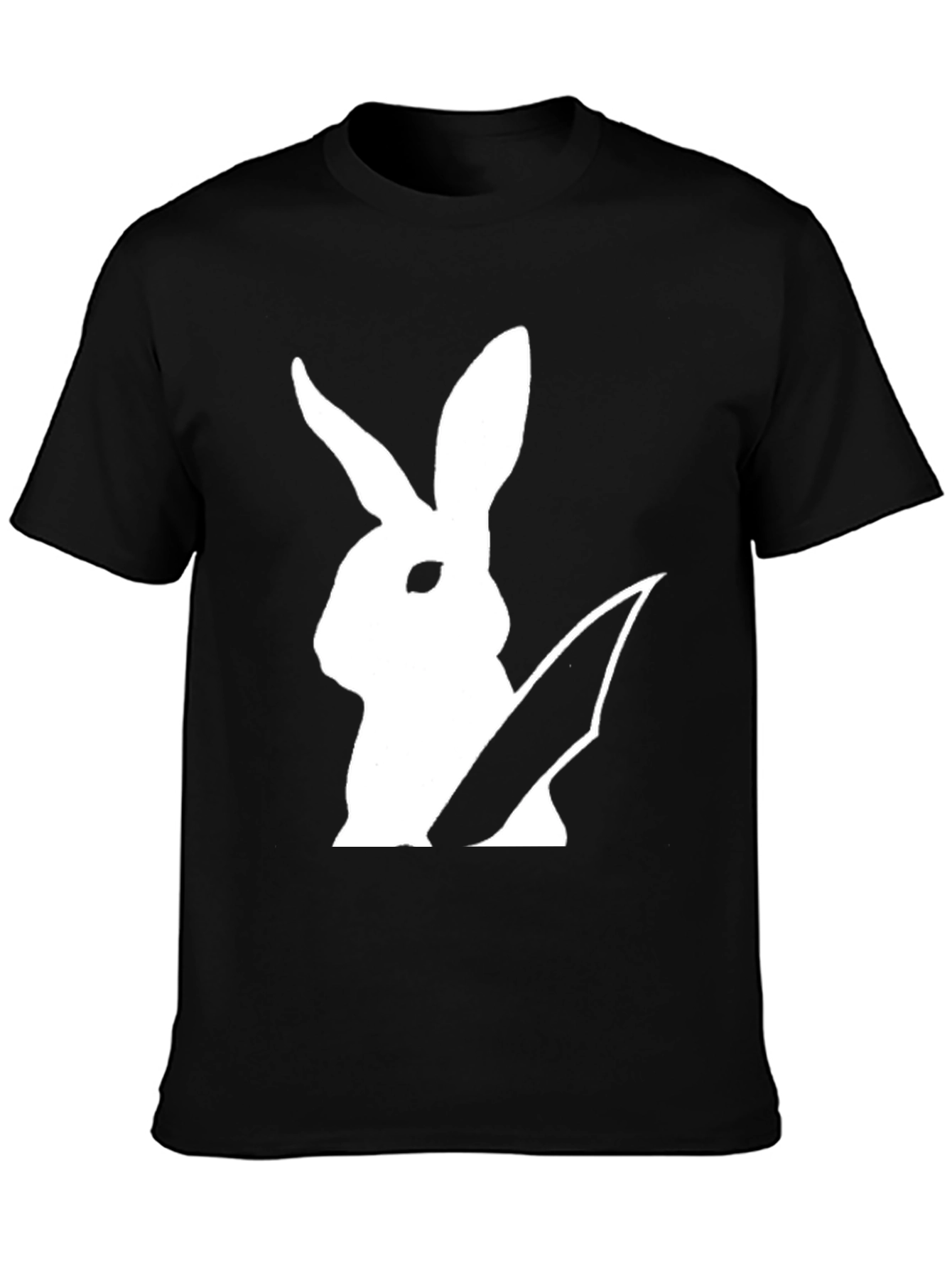 Rabbit With Knife Graphic Tee - Black Cotton T-Shirt