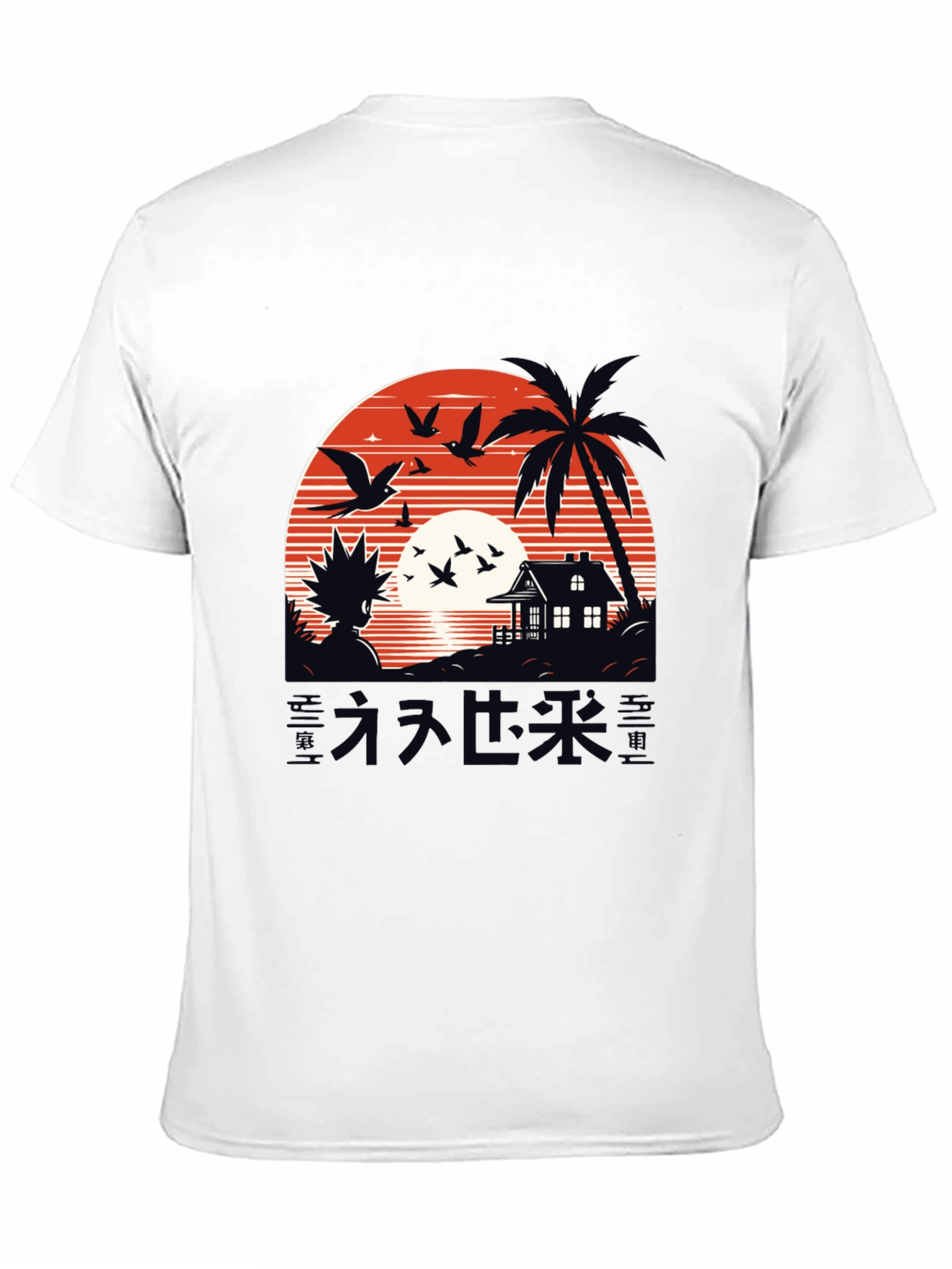 Anime Graphic Tee - Sunset Island Design